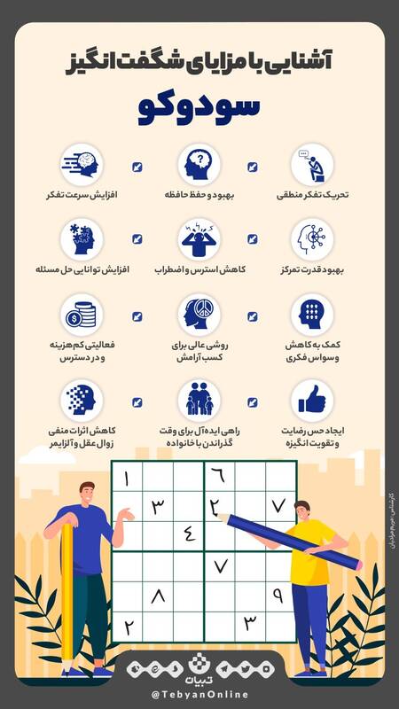 اینفوگرافیک/ آشنایی با مزایای شگفت‌انگیز سودوکو