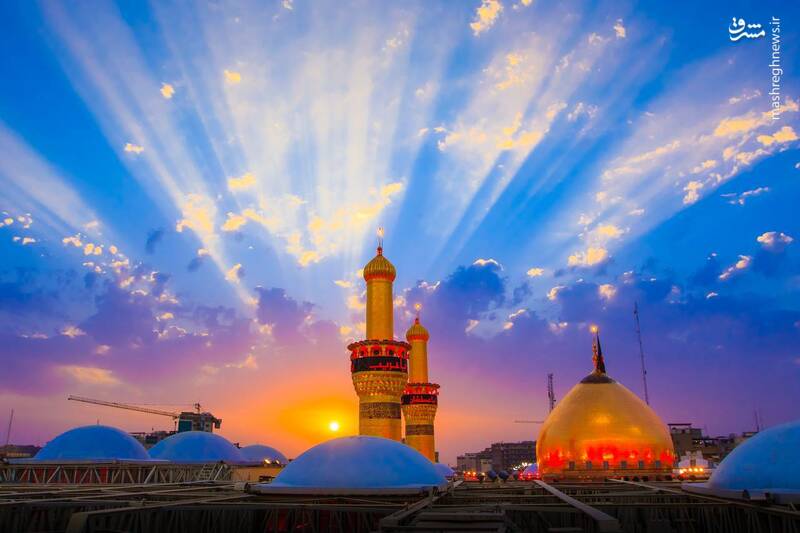 تصویری زیبا از طلوع آفتاب در کربلا