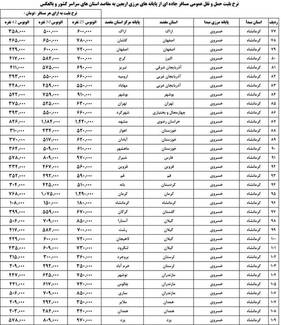 آغاز پیش فروش بلیت اتوبوس اربعین از مرز خسروی + قیمت‌ها