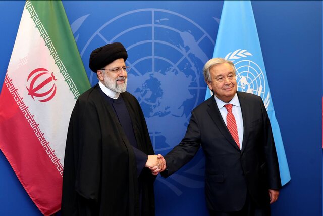 دیدار رئیسی با دبیرکل سازمان ملل و امضای دفتر یادبود+عکس