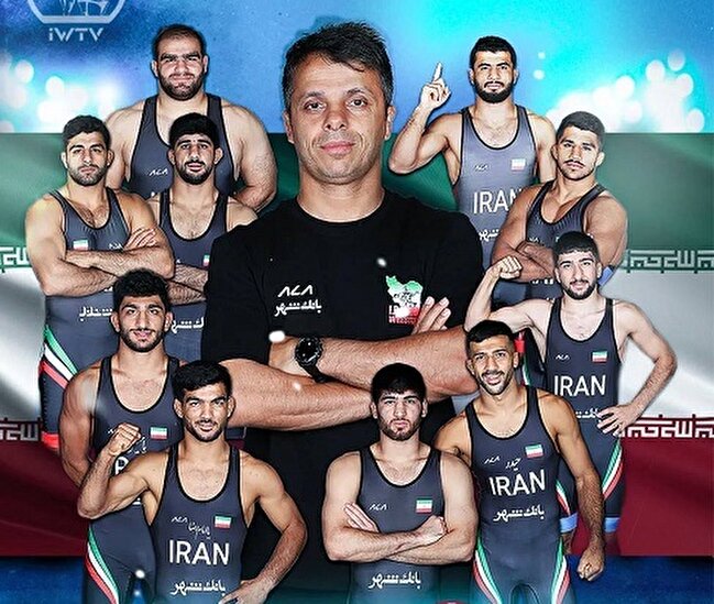 پوستر اتحادیه جهانی کشتی برای قهرمانی تیم ملی کشتی فرنگی ایران