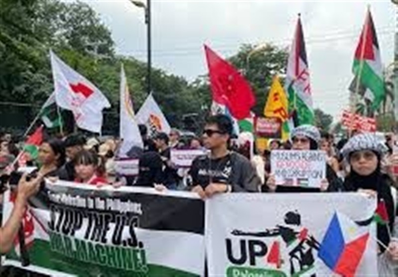 تظاهرات دانشجویان در مانیل در حمایت از فلسطین