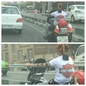 تيپ عجيب يك موتور سوار در تهران +عكس