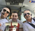 سلفی دیده نشده والیبالیست معروف با خلبانان در کابین هواپیما