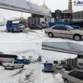 بارش برف در جاده هراز/عکس