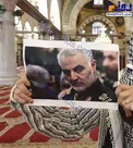 تصویر شهید قاسم سلیمانی در مسجدالاقصی