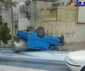 واژگونی خودرو وانت نیسان واقع در میدان جهاد مشهد+عکس