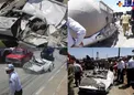 تصاویری دلخراش از مچاله شدن پراید زیر بونکر