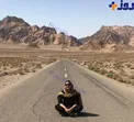 ژست عجیب و غریب خانم بازیگر وسط جاده + عکس