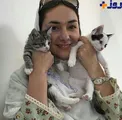 عکس عجیب خانم بازیگر با گربه هایی که در آغوش گرفته