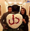 دسته گل دل نسرین مقانلو در کنار منوچهر هادی/عکس