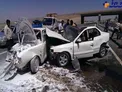 برخورد سه دستگاه خودرو سمند و یک دستگاه وانت پیکان+عکس