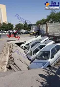 وضعیت خودروها پس از نشست زمین در تبریز + عکس