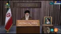 عبارت نصب شده در سخنرانی روز قدس رهبر انقلاب/عکس