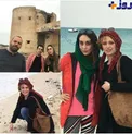 تیپ خانم بازیگر در حال شن بازی در ساحل + عکس