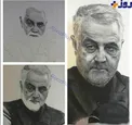 عکس/ سردار سلیمانی روی بوم نقاشی