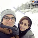 سلفی برفی و زیبای خواننده مشهور و همسرش