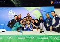 عکس یادگاری خبرنگاران ایرانی با اولین طلایی کاروان المپیک ایران