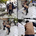 پاکسازی معابر از برف توسط بسیجیان
