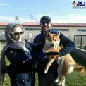 عکس متفاوت زن و شوهر بازیگر با سگ گرگی عجیبشان