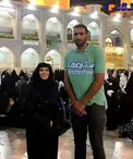خانم بازیگر مشهور در کنار حامد حدادى، در حرم رضوى