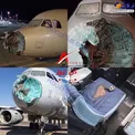 عکس/ بلایی که تگرگ بر سر هواپیمای آمریکایی آورد