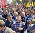 عکس/حضور رئیس مجلس در راهپیمایی بزرگ روز قدس