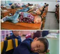 خواب دانش آموزان چینی در کلاس/عکس