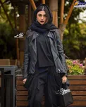 استایل زمستانی آزاده صمدی با کت چرم+عکس