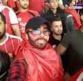 عكس/ دختر پرسپوليسی كه با گريم ريش و سيبيل وارد ورزشگاه شد