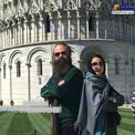 بازیگر زن مشهور و همسرش در خارج از کشور+عکس