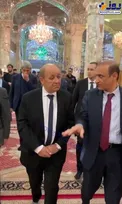 وزیر خارجه فرانسه در حرم حضرت علی(ع) +عکس