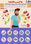 اینفوگرافیک/ توصیه‌های غذایی برای افراد بالای ۴۵ سال