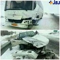 عكس/تصادف سنگين خودرو پرشيا در جاده برفي اردبيل