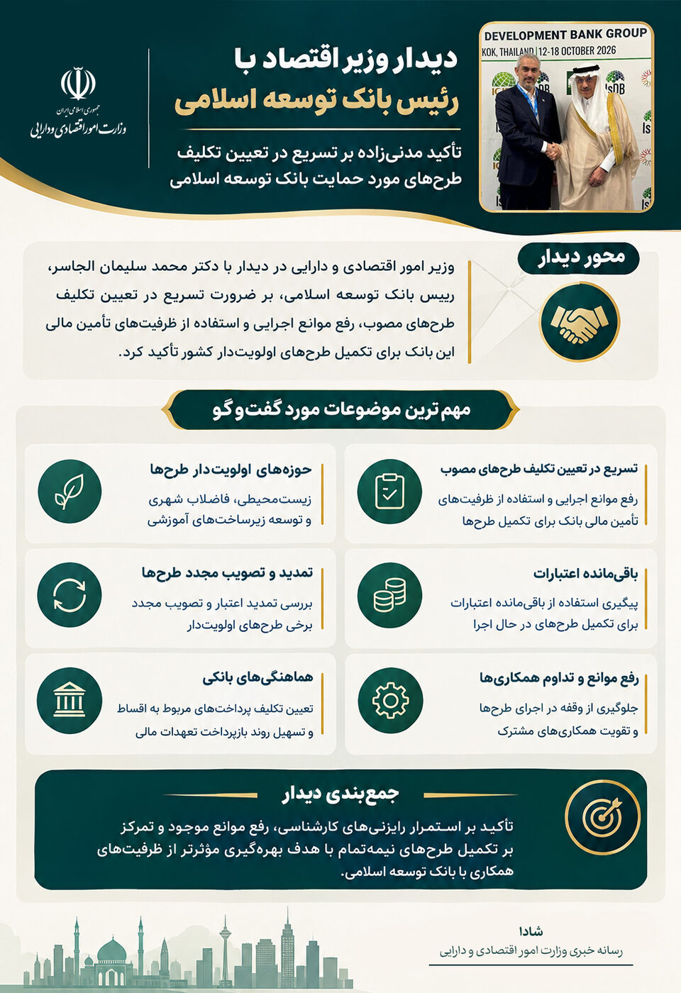 اینفوگرافیک/دیدار وزیر اقتصاد با رئیس بانک توسعه اسلامی