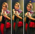شلوار قرمز خانم بازیگر مشهور در ژست های متفاوتش