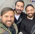 هومن سیدی در کنار بازیگران سریال قورباغه/عکس