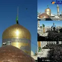 آیین تعویض پرچم گنبد و روپوش ضریح امام رضا+عکس