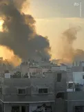تصویری از بمباران سنگین منطقه جبالیا در شهر غزه