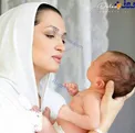 عکس عاشقانه خانم بازیگر با فرزند نوزادش