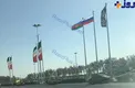 نصب پرچم روسیه در میدان آزادی تهران