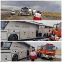عکس/ واژگونی خونین اتوبوس در جاده سمنان