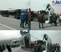 عکس/ واژگونی یک دستگاه تریلی ایرانی در مسیر بازگشت از ترکیه