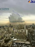 عکسی عجیب و دیدنی از تکه ابری کوچک در حال بارش، تهران