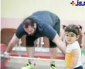 عكس/ حضور دختر قوي ترين مرد ايران در تمرينات  پدر