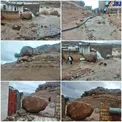 خطر سقوط تخته سنگ بزرگ در لرستان/عکس