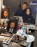 ساره بیات و کوروش تهامی در اتاق گریم سریال دل/عکس
