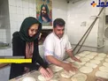 خانم بازیگر مشهور در نانوایی در حال نان پختن + عکس