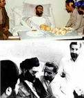 عکس/ عیادت شهید رجایی از حضرت  آیت‌الله خامنه‌ای بعد از حادثه تروریستی ششم تیر