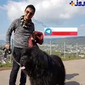 مجری مشهور و سگ بزرگ و ترسناکی که در دست دارد+ عکس